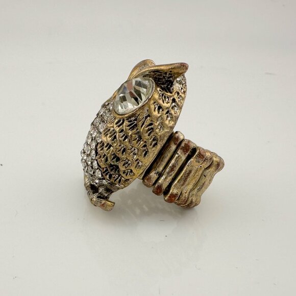 Vintage Costume Jewelry  Owl, Dolphin and Turtle Rhinestone Animal Rings - Picture 3 of 16